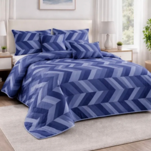 Acolchado 2 plazas sommier Triangulos azules