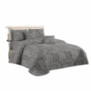 Acolchado 2 plazas sommier Gris oscuro con lineas laberinto