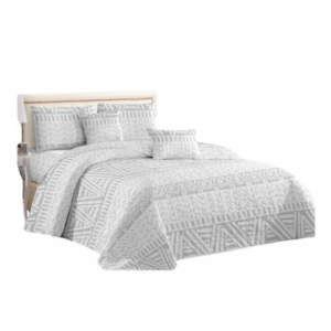 Acolchado 2 plazas sommier Gris con blanco diseño azteca