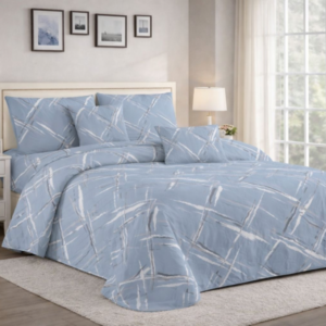 Acolchado 2 plazas sommier Celeste con rayas