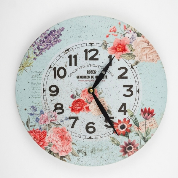 Reloj cocina floreado
